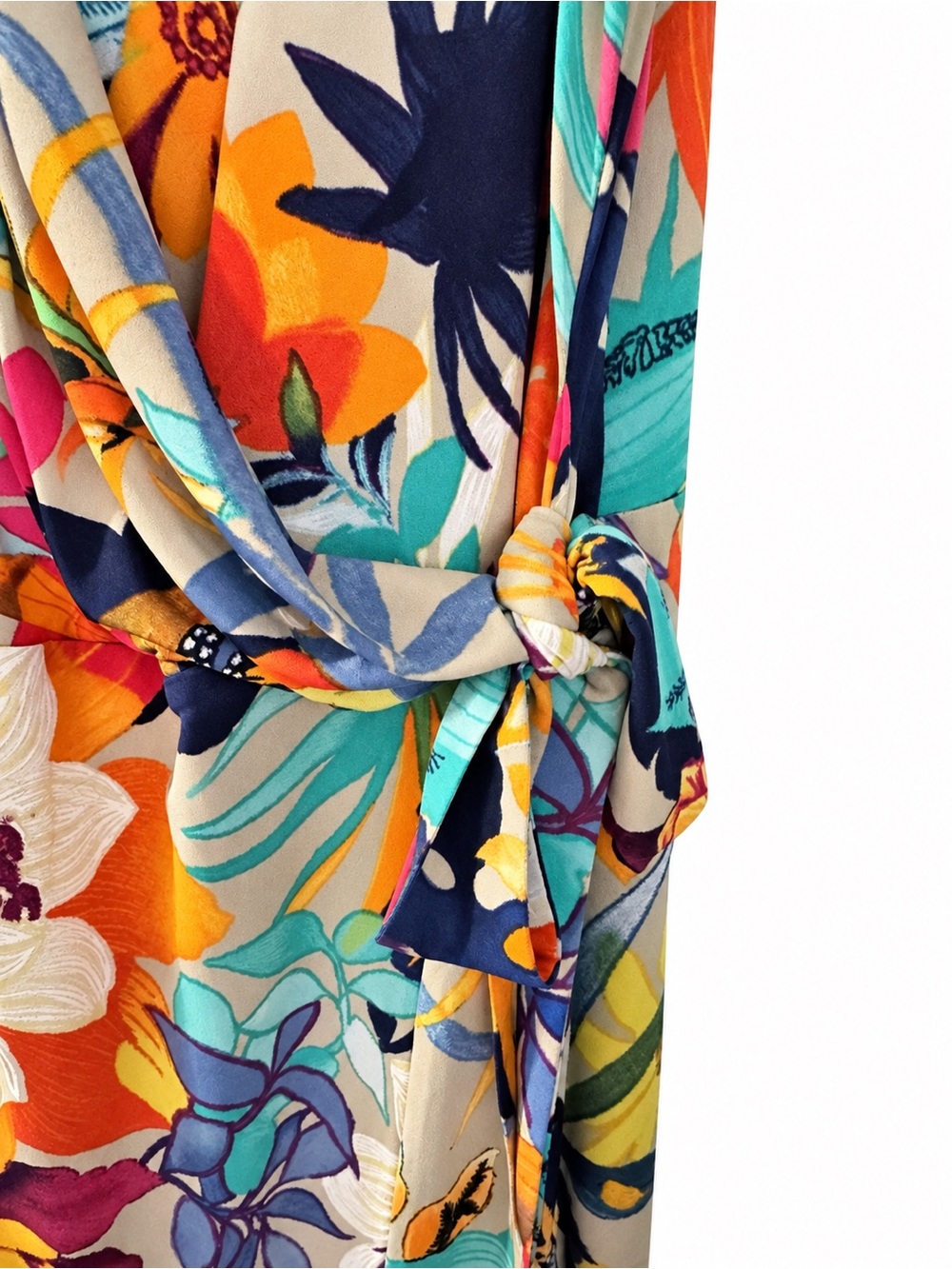 Nina Leonard 2X Tropical Floral Surplice Wide-Leg Jumpsuit - Picture 5 of 7